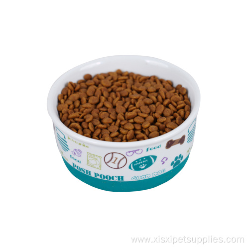 Ring Non-slip Design Fashion Printed Ceramic Dog Bowl